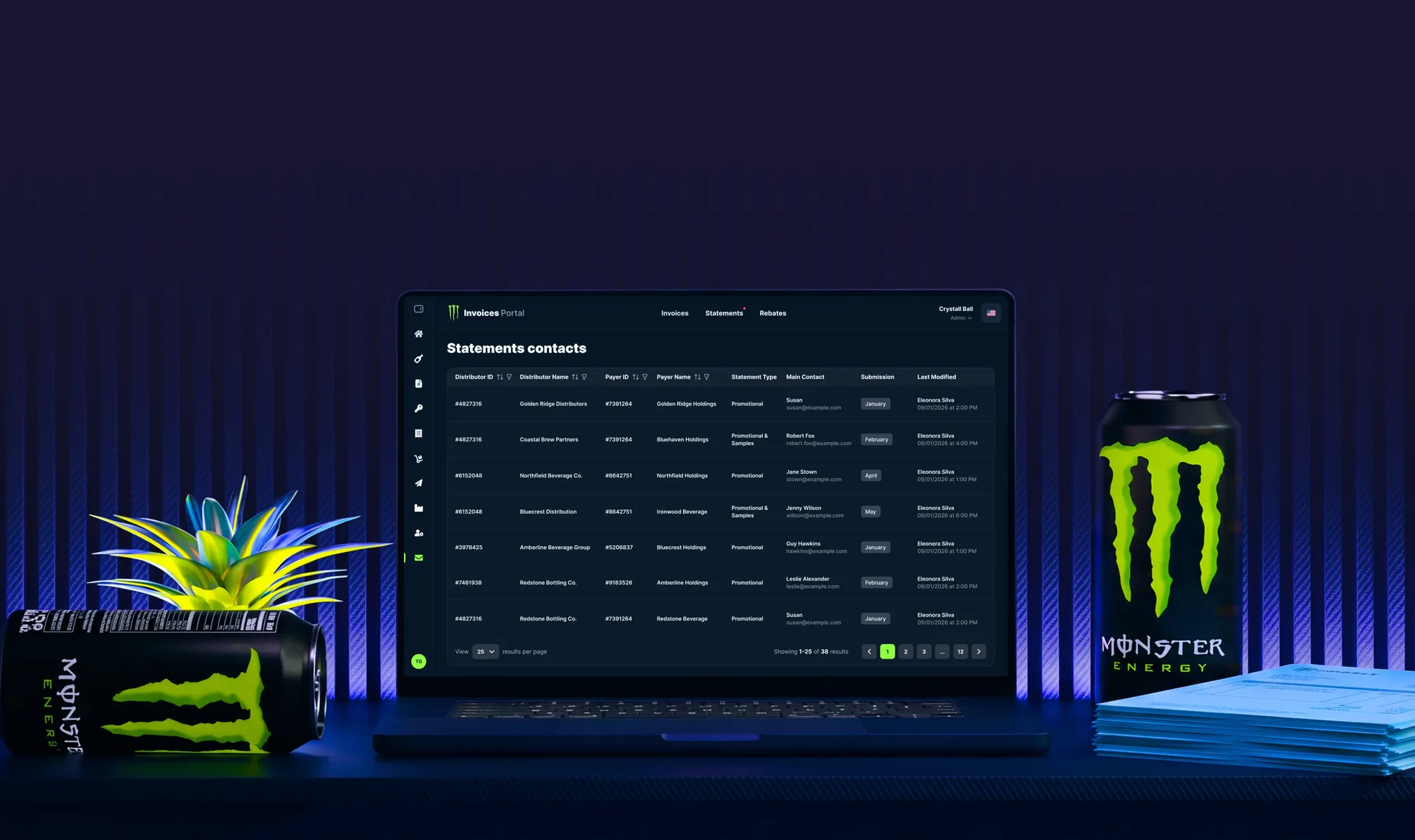 laptop with invoice portal on the screen